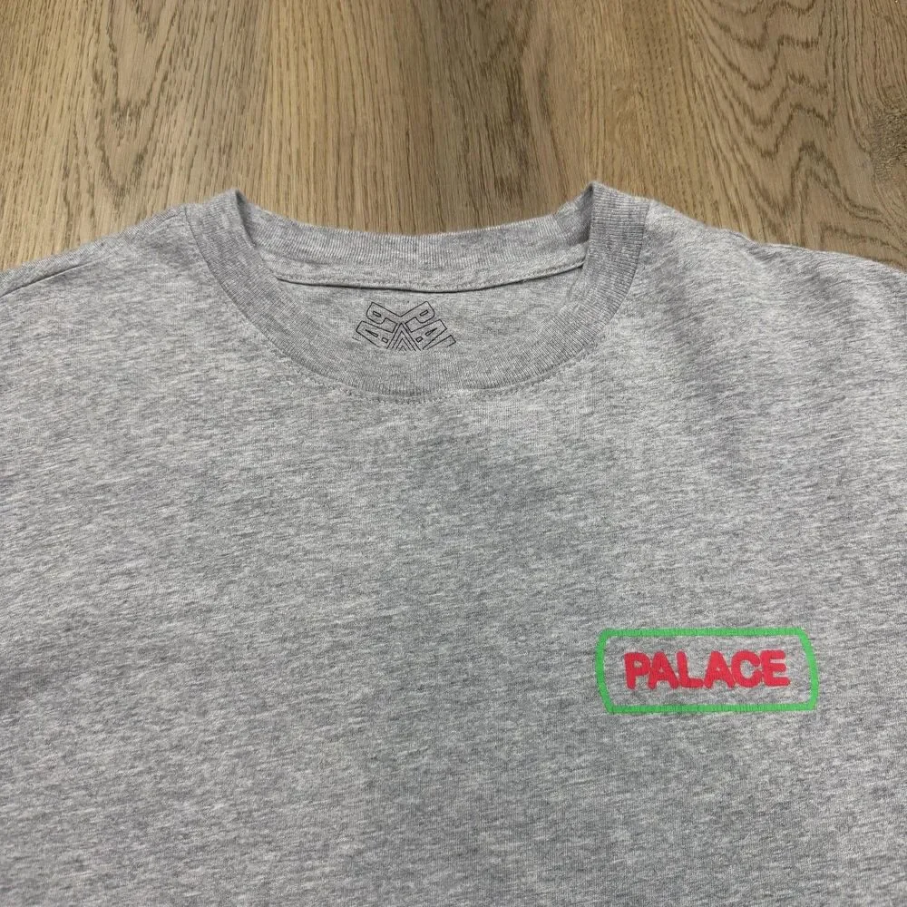 Palace Skateboards Shirt Mens XL Gray The Flinstones Caveman Appetite Cartoon